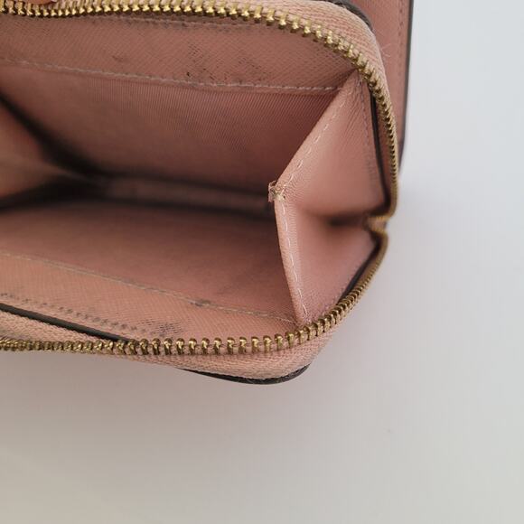 Tory Burch Pink Leather Zip Around Medium Credit Card Wallet Compact Logo - Picture 8 of 12